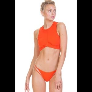 Tori Praver Emmy Ribbed High Neck Bikini Top